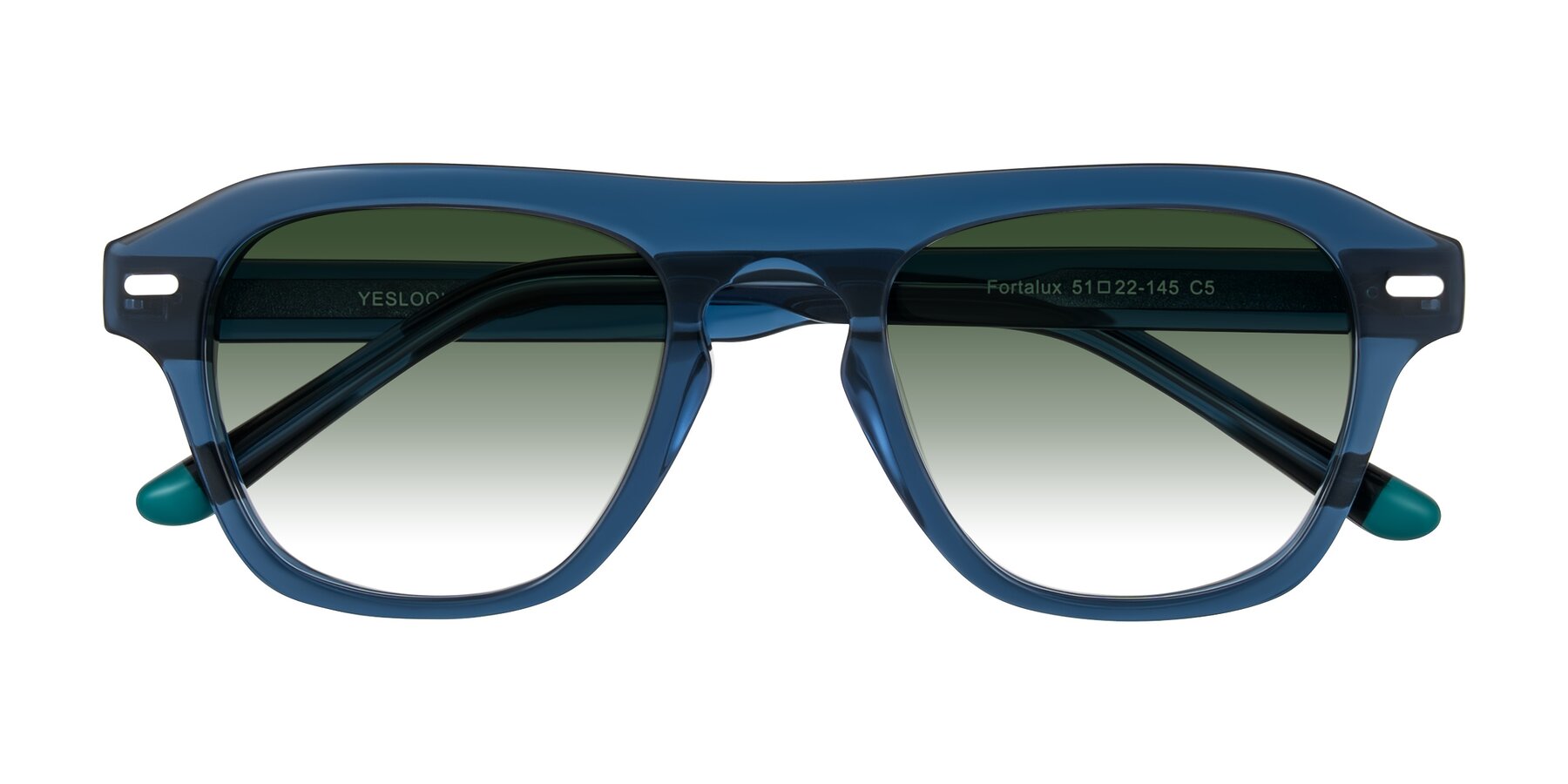 Folded Front of Fortalux in Blue with Green Gradient Lenses