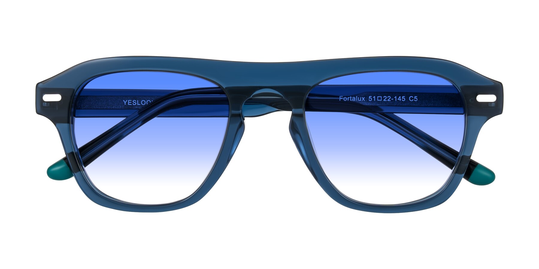 Folded Front of Fortalux in Blue with Blue Gradient Lenses