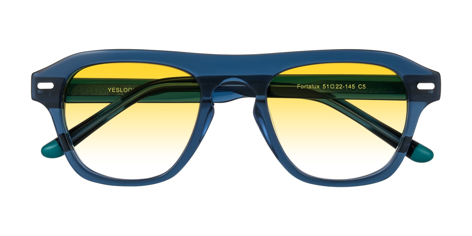 Folded Front of Fortalux in Blue with Yellow Gradient Lenses