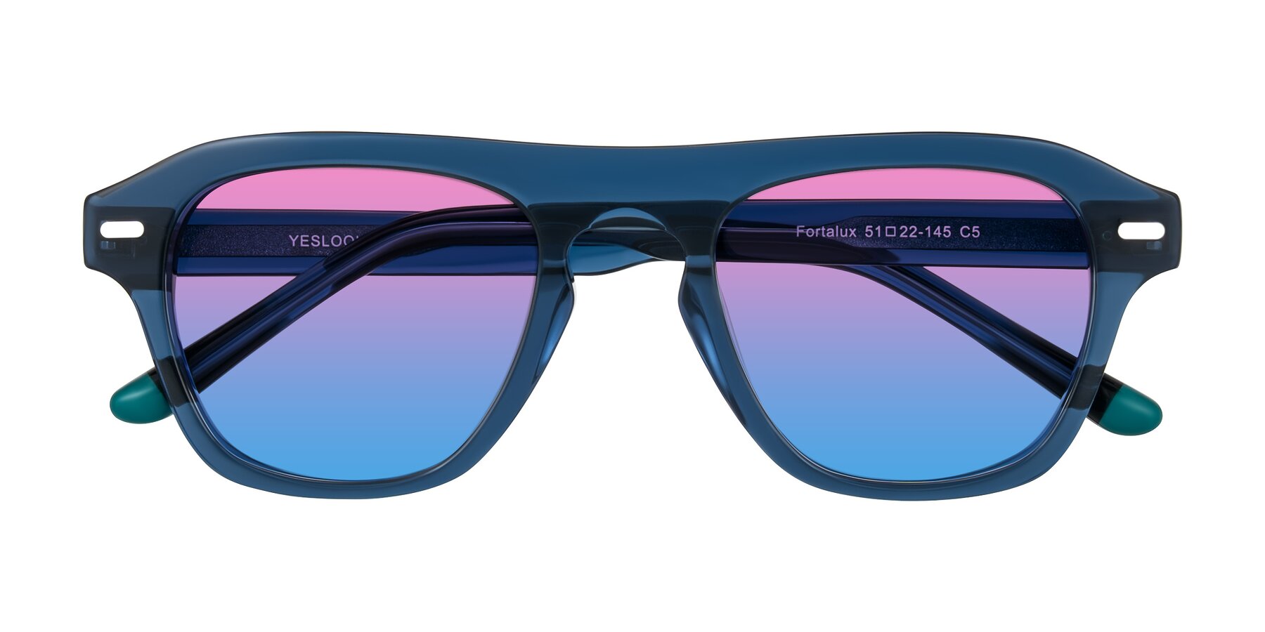 Folded Front of Fortalux in Blue with Pink / Blue Gradient Lenses