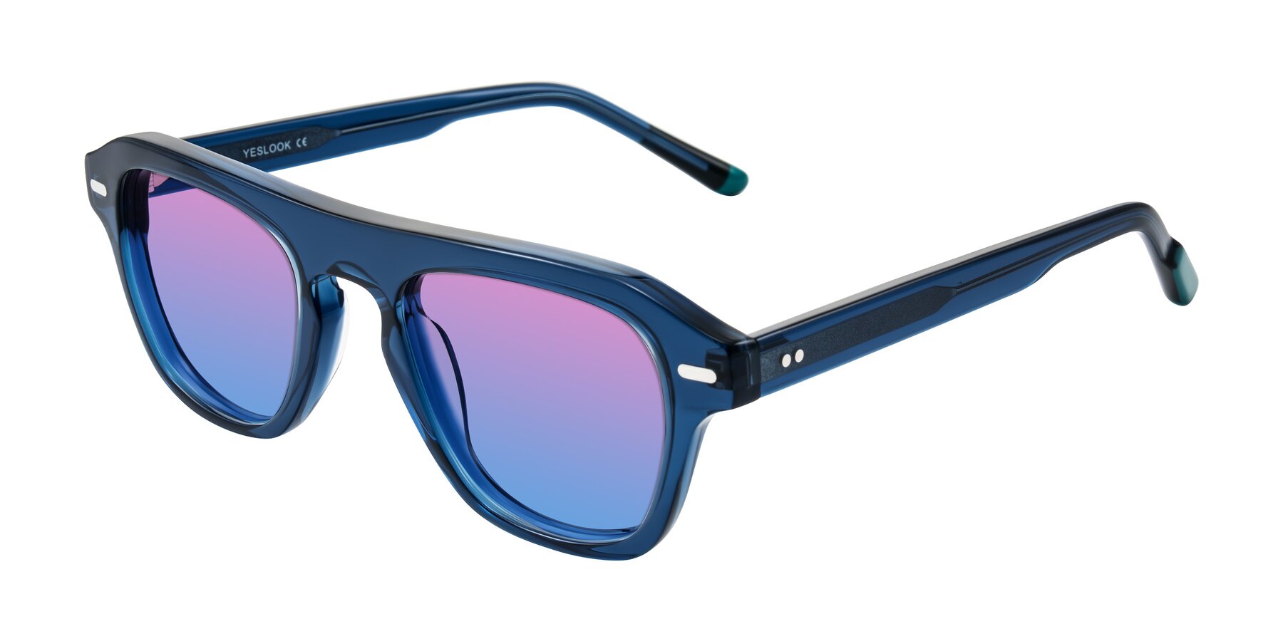 Angle of Fortalux in Blue with Pink / Blue Gradient Lenses
