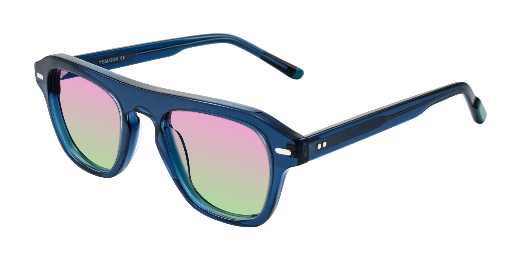 Angle of Fortalux in Blue with Pink / Green Gradient Lenses