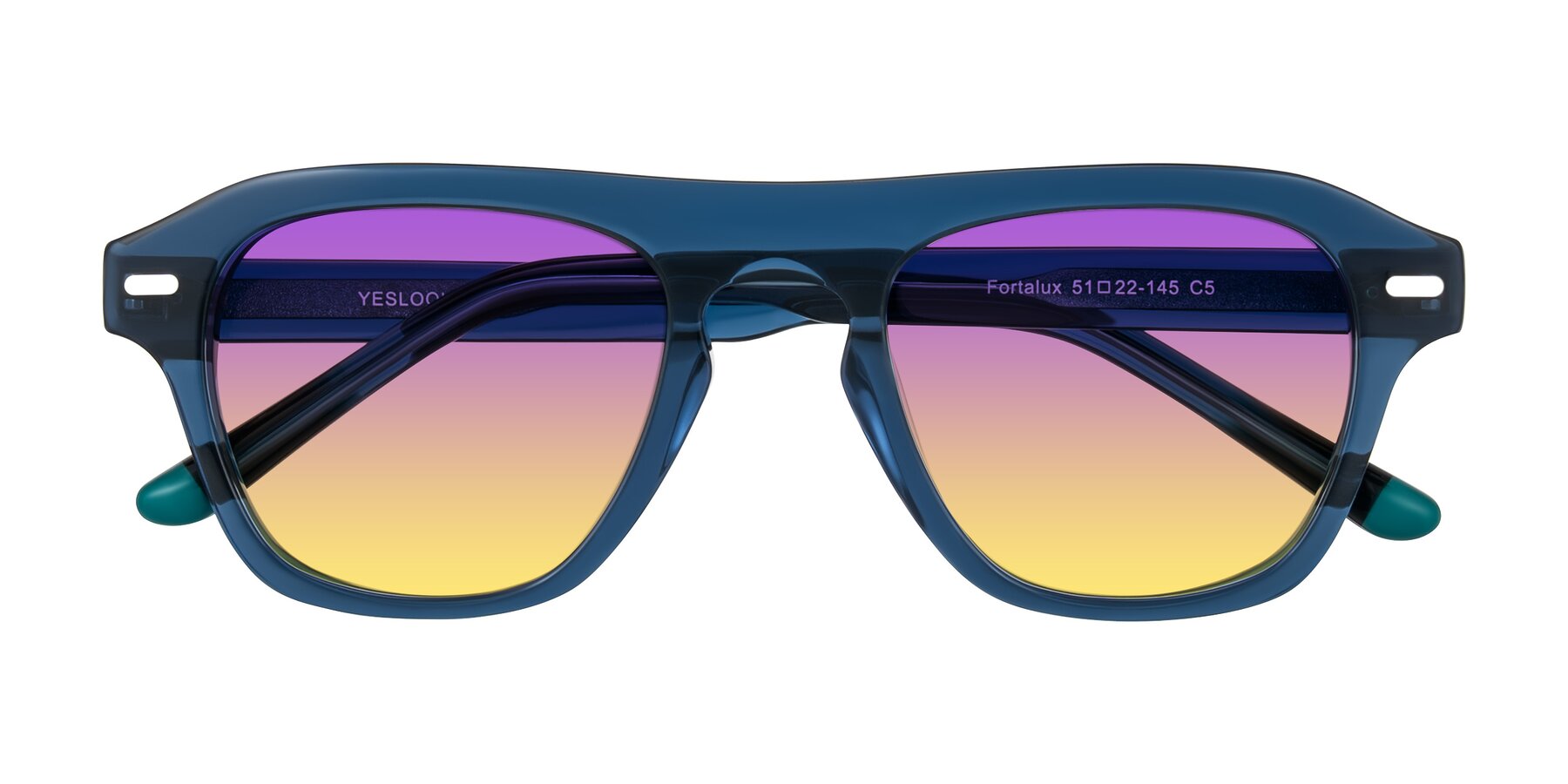 Folded Front of Fortalux in Blue with Purple / Yellow Gradient Lenses