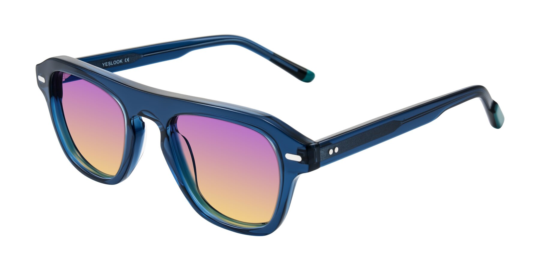 Angle of Fortalux in Blue with Purple / Yellow Gradient Lenses
