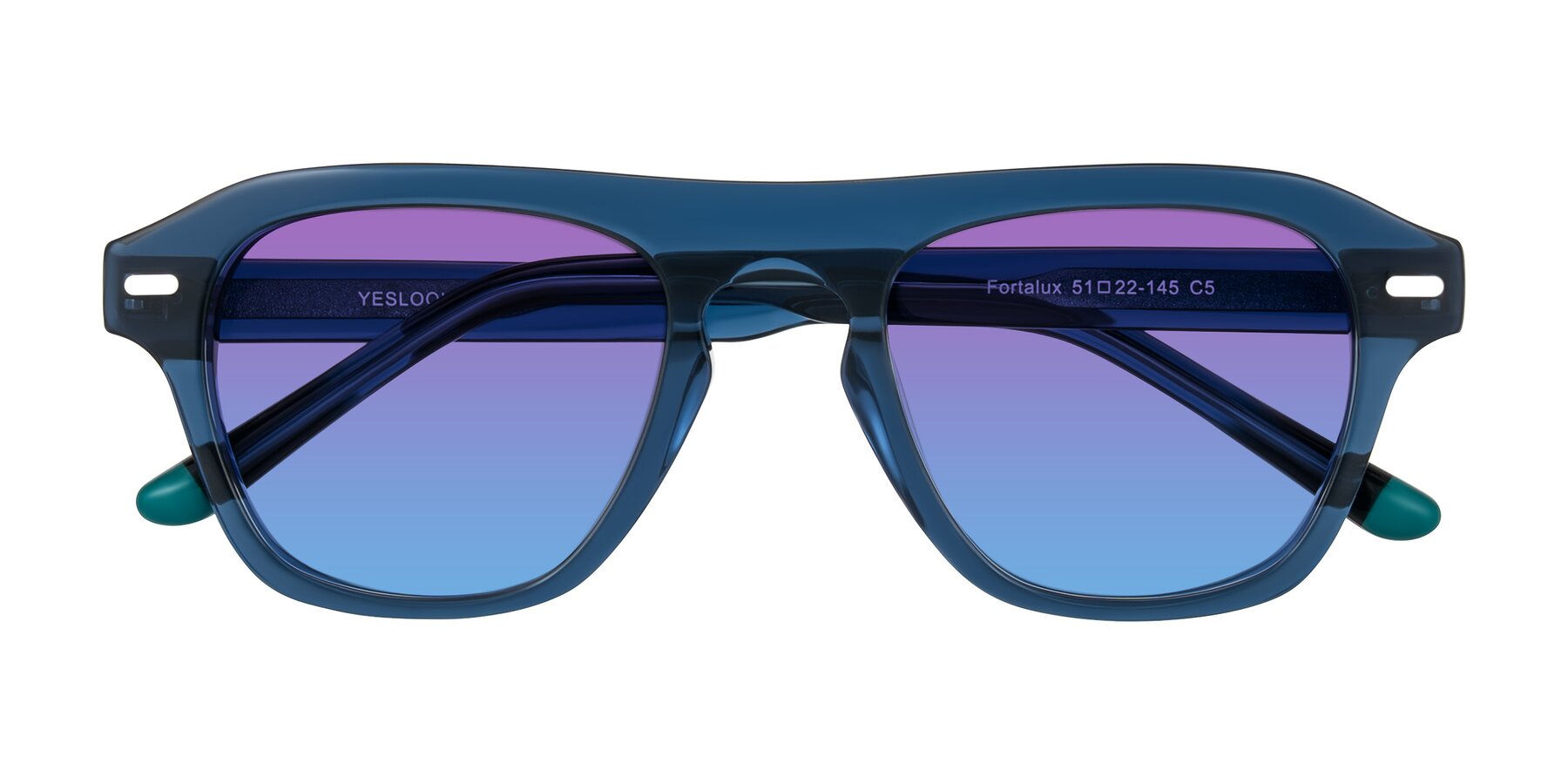 Folded Front of Fortalux in Blue with Purple / Blue Gradient Lenses