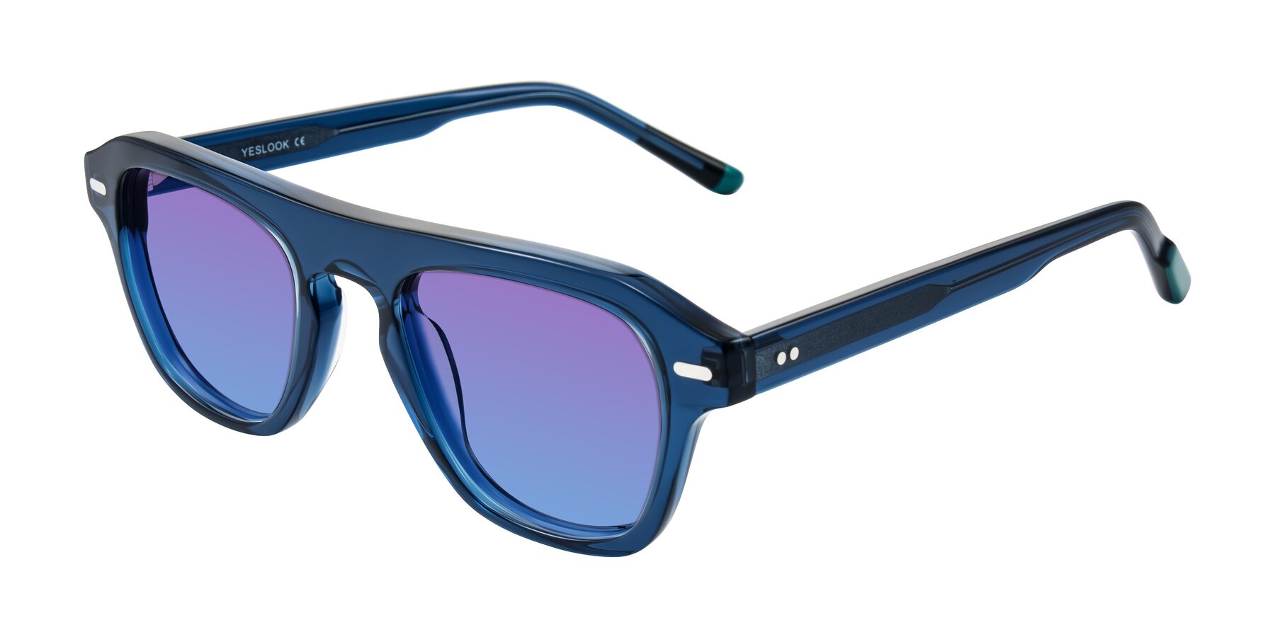 Angle of Fortalux in Blue with Purple / Blue Gradient Lenses