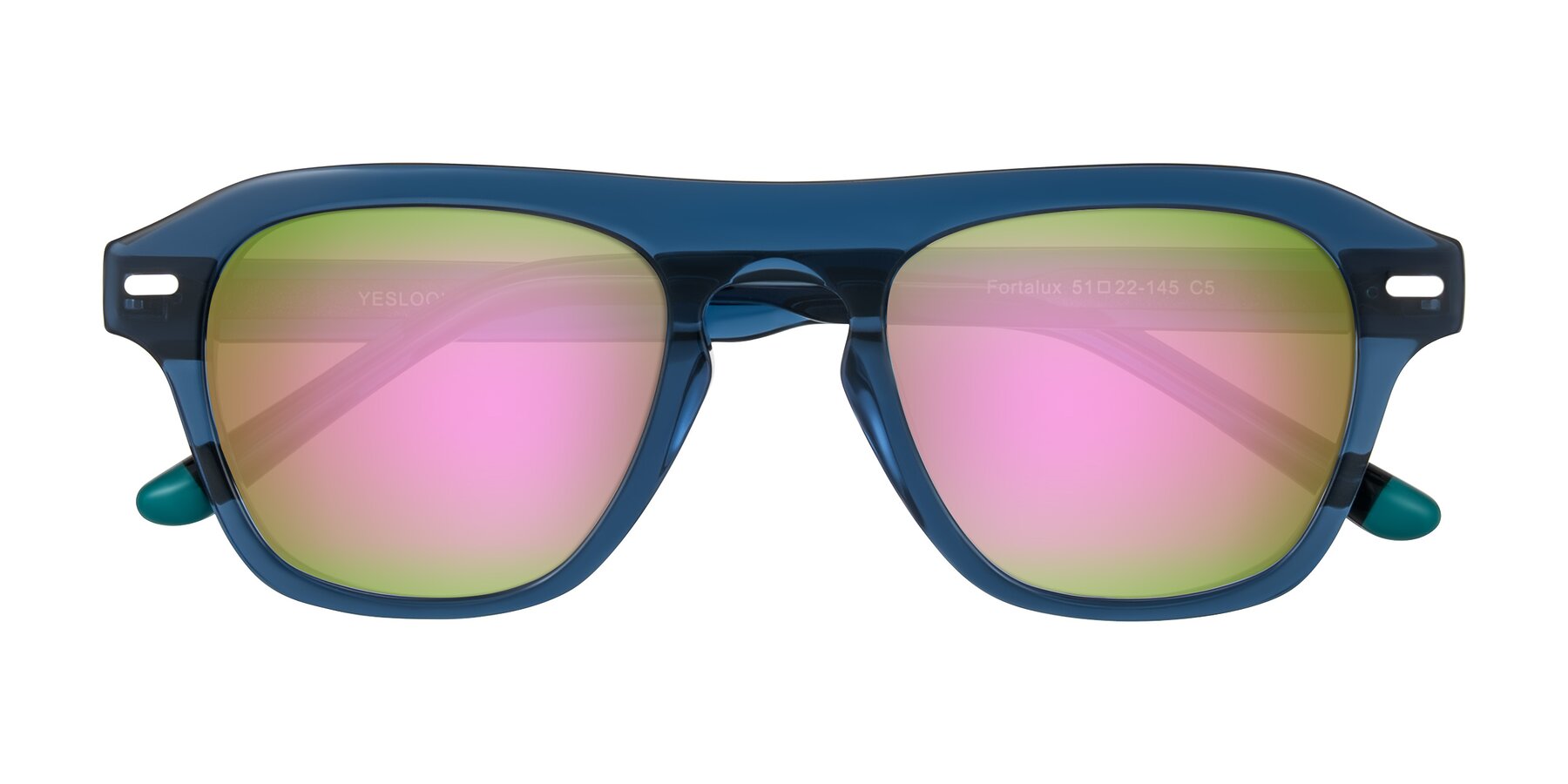 Folded Front of Fortalux in Blue with Pink Mirrored Lenses