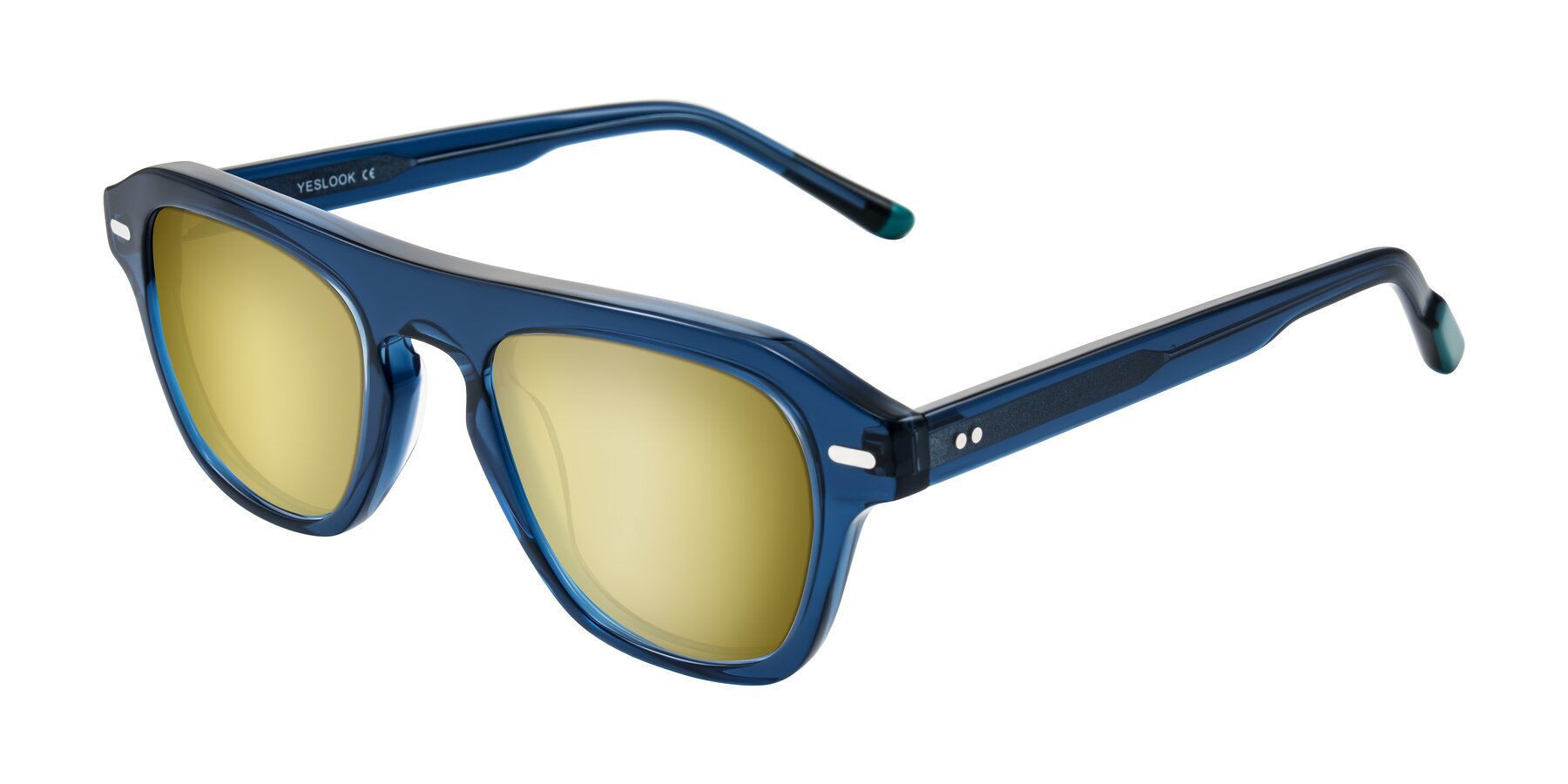 Angle of Fortalux in Blue with Gold Mirrored Lenses