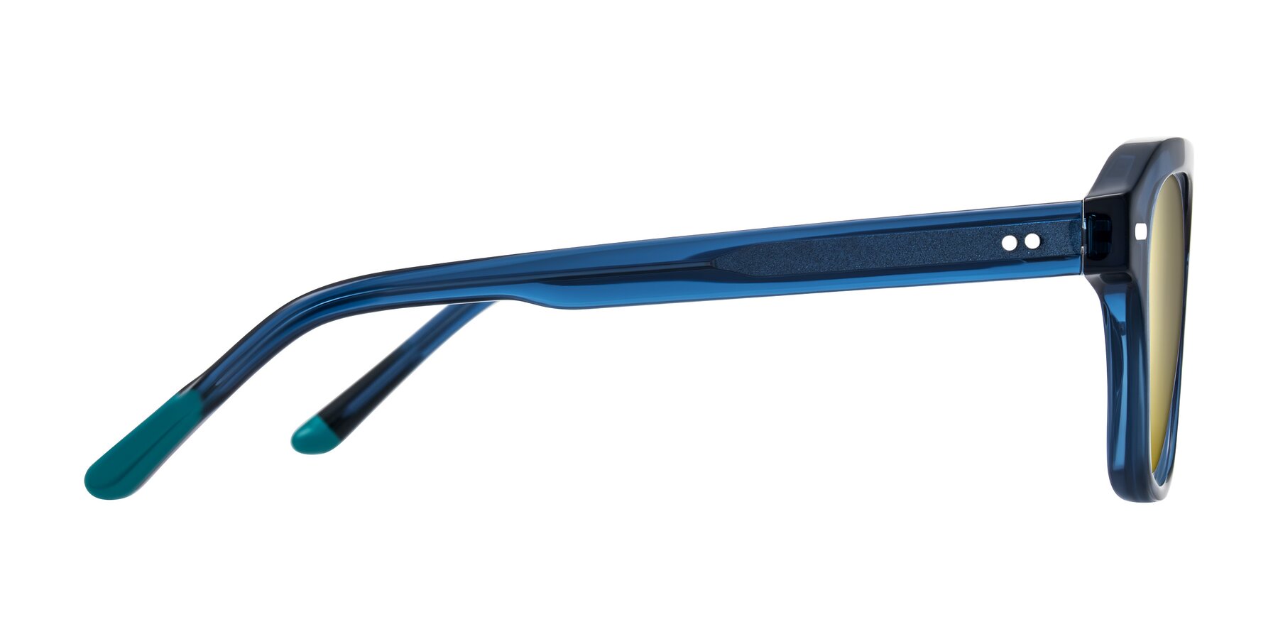 Side of Fortalux in Blue with Gold Mirrored Lenses