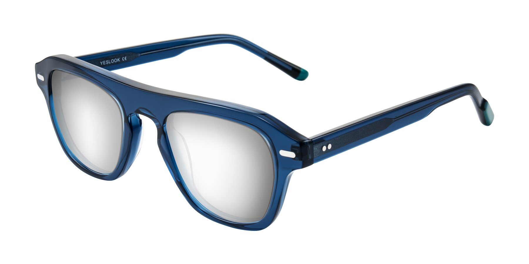 Angle of Fortalux in Blue with Silver Mirrored Lenses