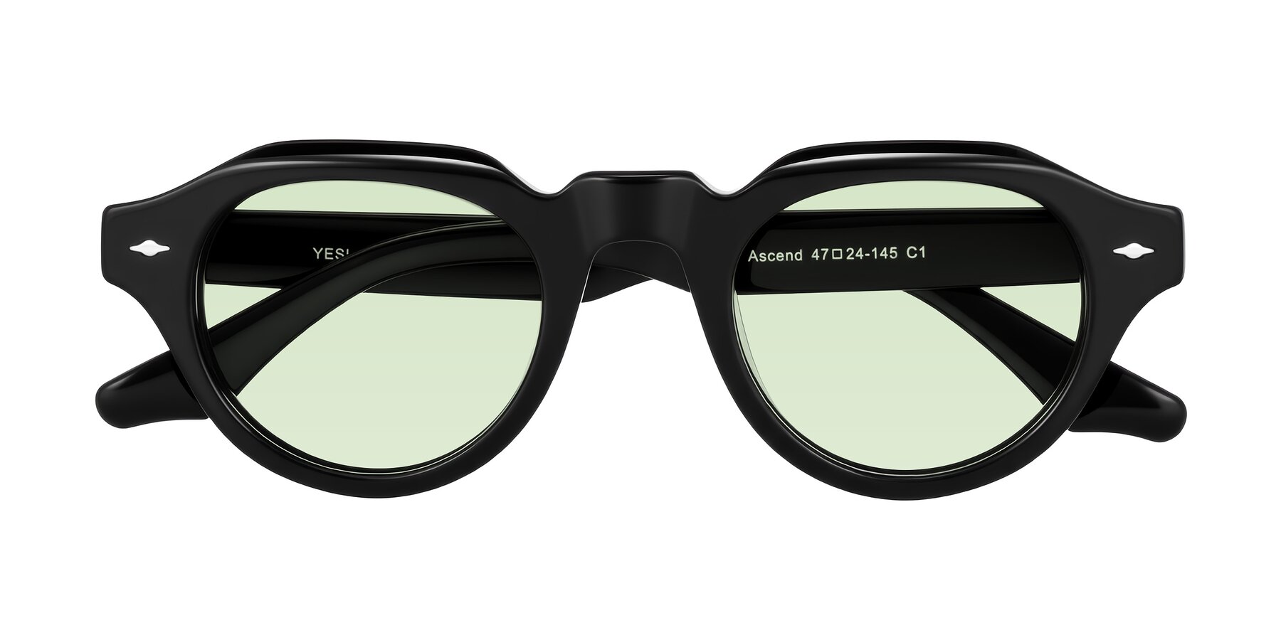 Folded Front of Ascend in Black with Light Green Tinted Lenses
