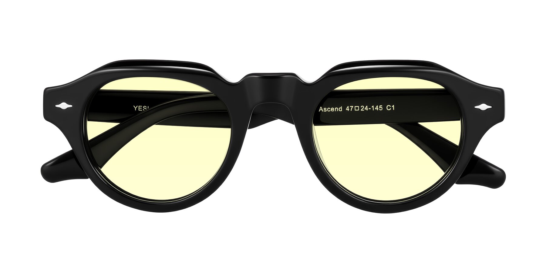 Folded Front of Ascend in Black with Light Yellow Tinted Lenses