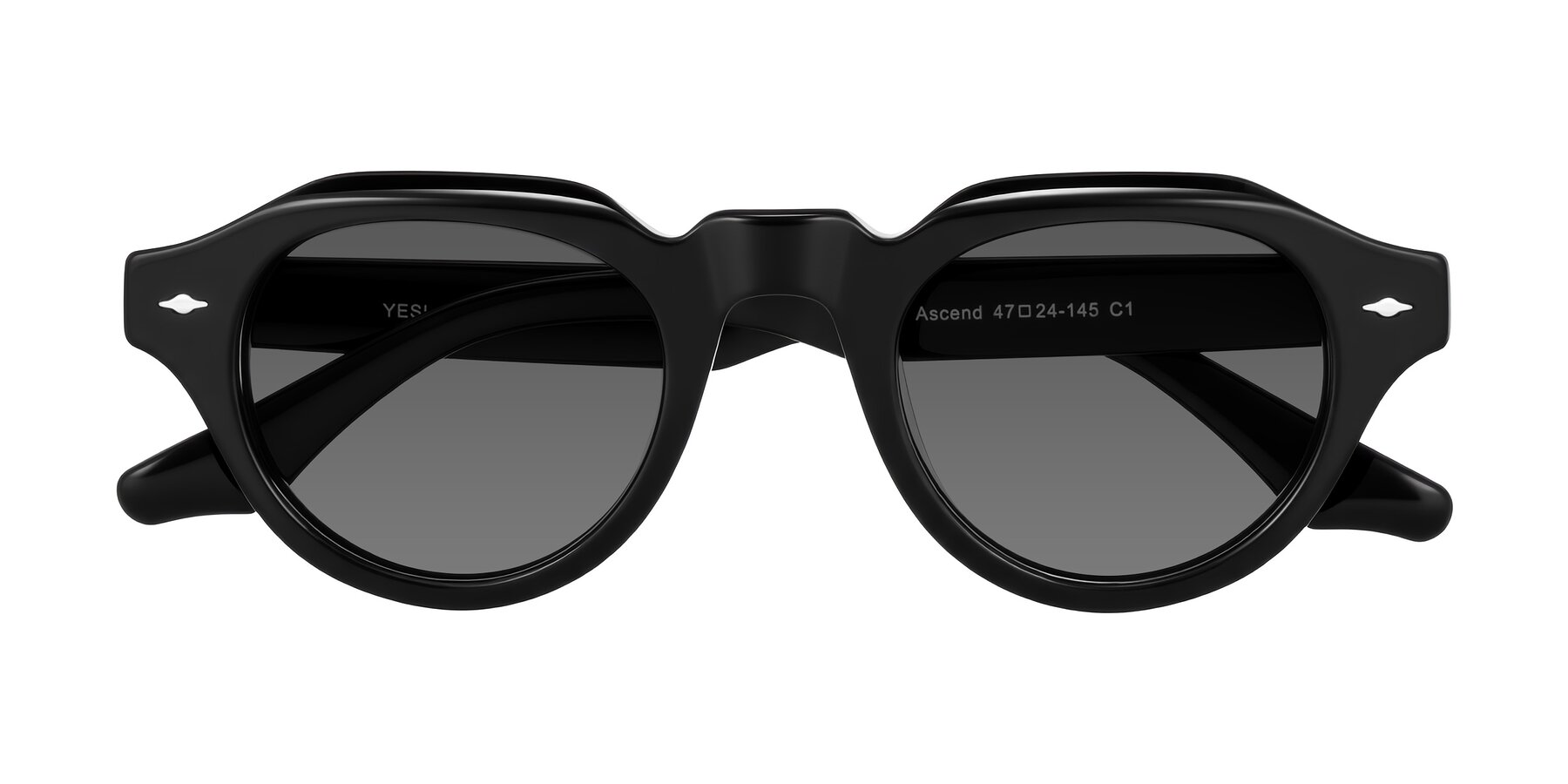 Folded Front of Ascend in Black with Medium Gray Tinted Lenses
