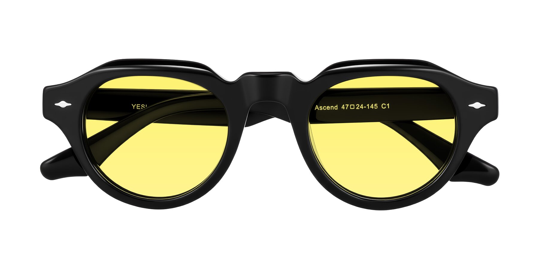 Folded Front of Ascend in Black with Medium Yellow Tinted Lenses