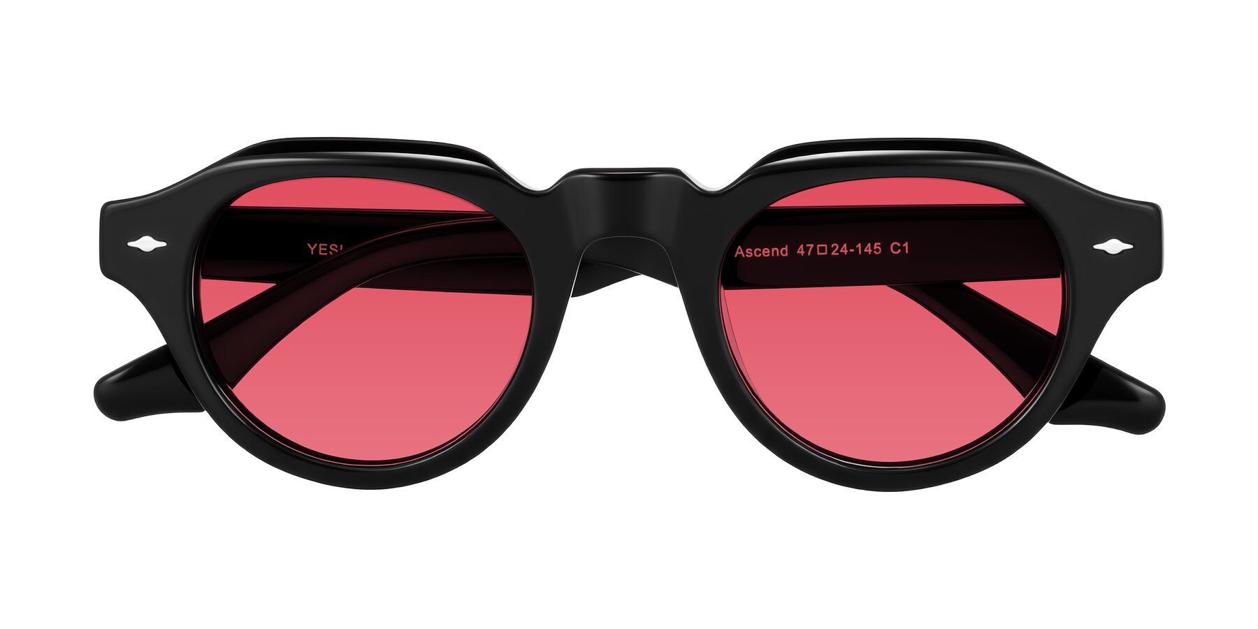 Folded Front of Ascend in Black with Red Tinted Lenses