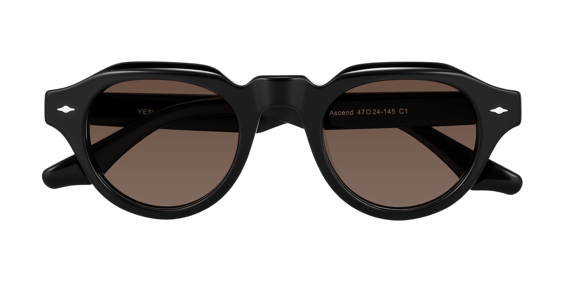 Folded Front of Ascend in Black with Brown Tinted Lenses