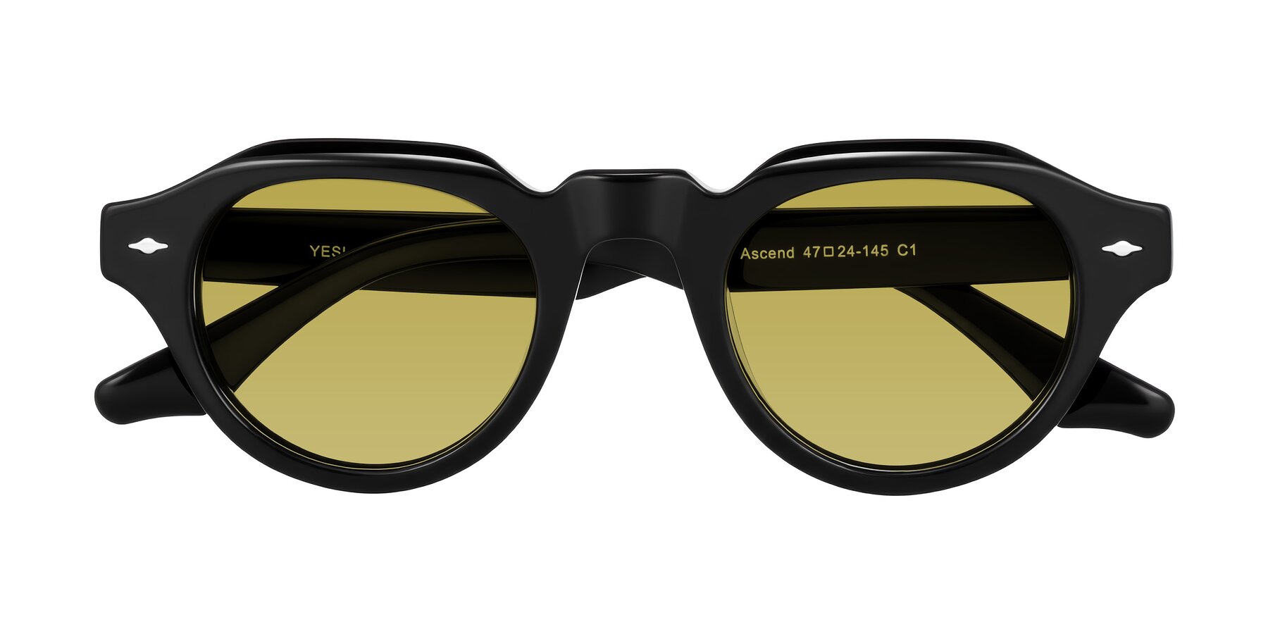 Folded Front of Ascend in Black with Champagne Tinted Lenses