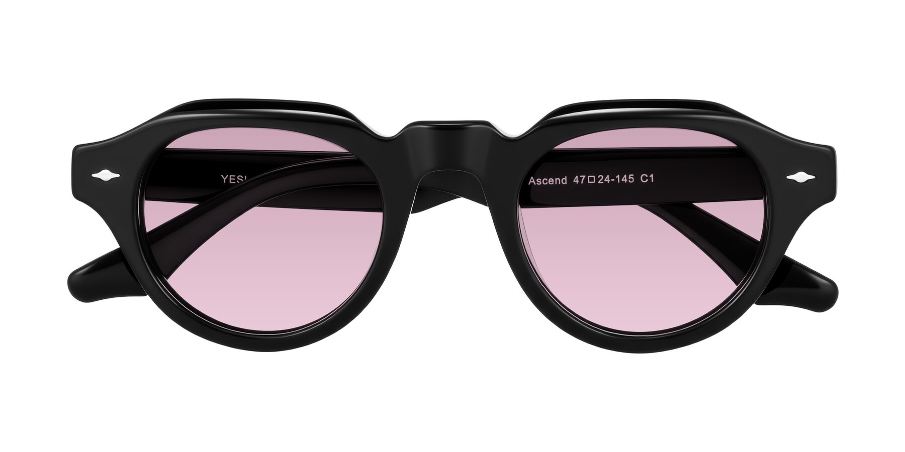 Folded Front of Ascend in Black with Light Wine Tinted Lenses