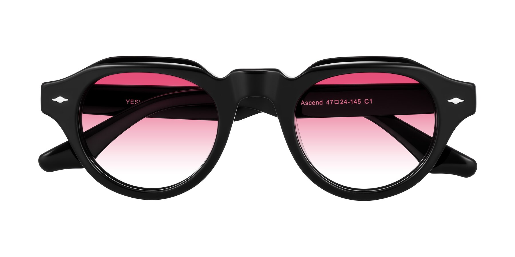 Folded Front of Ascend in Black with Pink Gradient Lenses