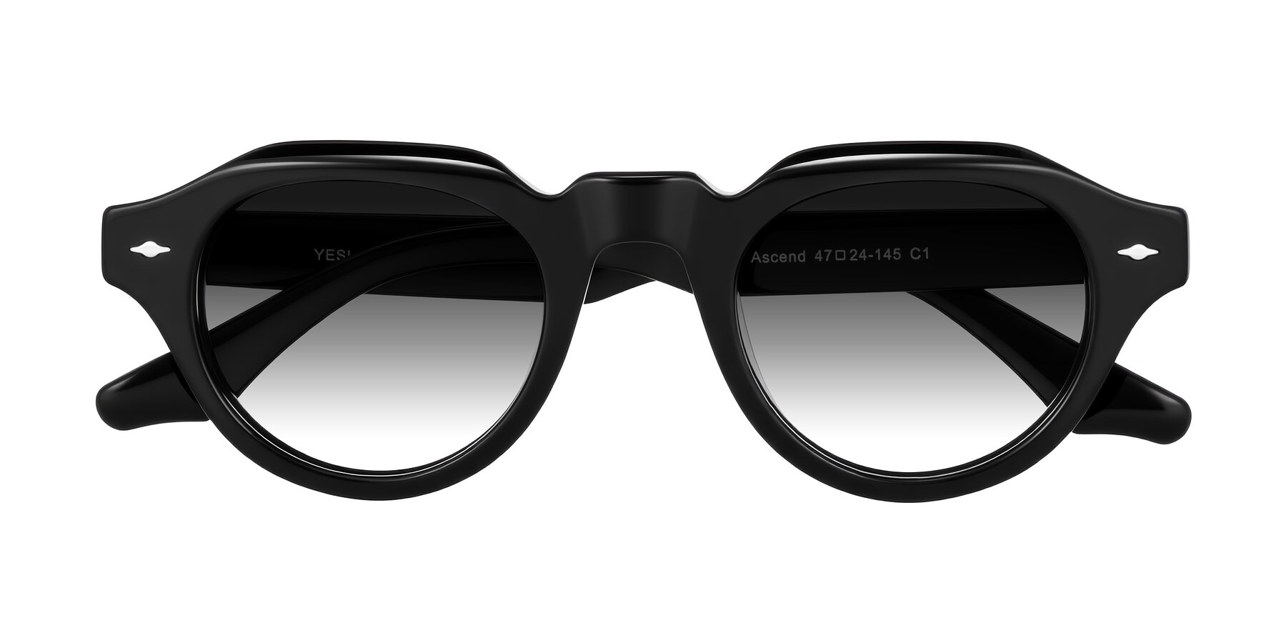 Folded Front of Ascend in Black with Gray Gradient Lenses