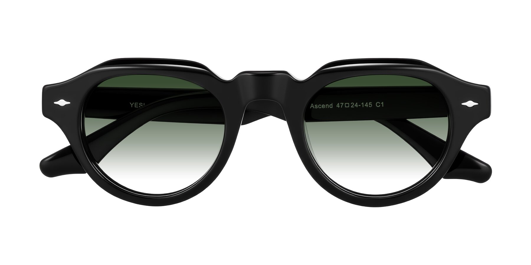Folded Front of Ascend in Black with Green Gradient Lenses