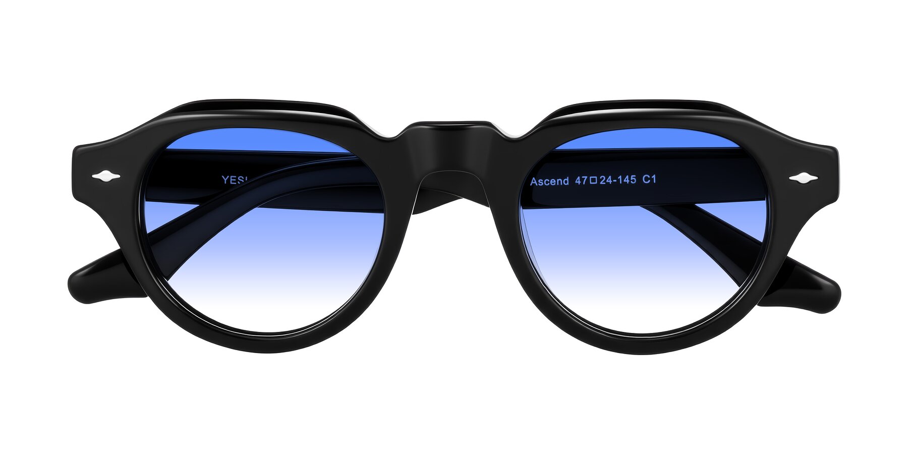 Folded Front of Ascend in Black with Blue Gradient Lenses