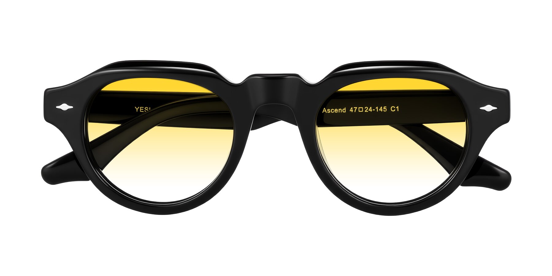Folded Front of Ascend in Black with Yellow Gradient Lenses