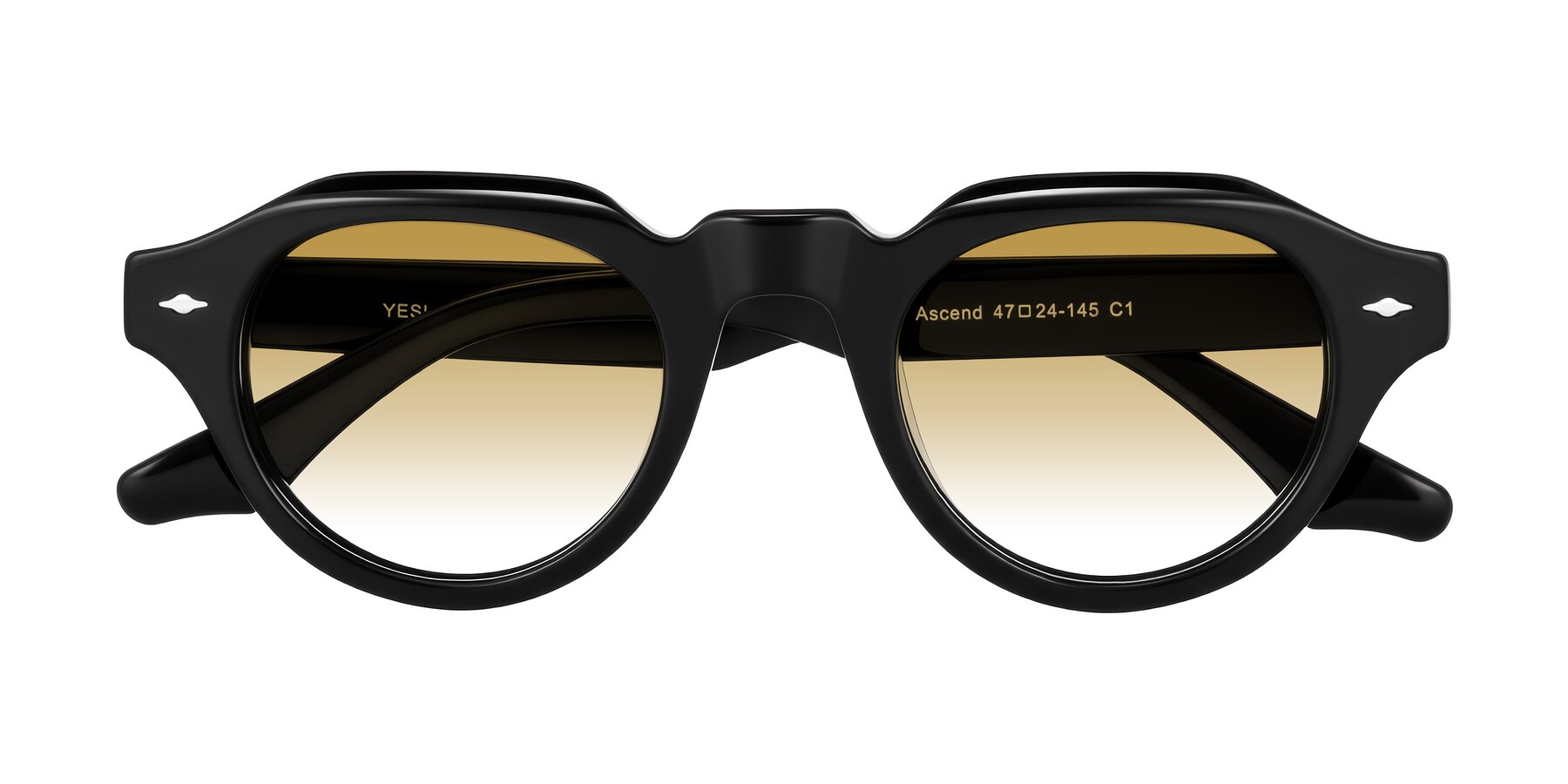 Folded Front of Ascend in Black with Champagne Gradient Lenses