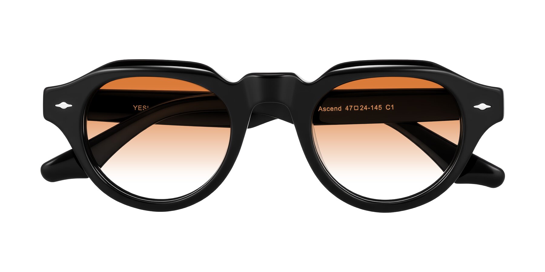 Folded Front of Ascend in Black with Orange Gradient Lenses