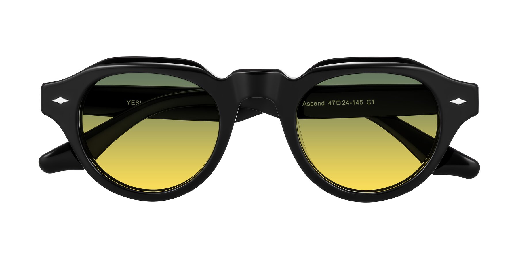 Folded Front of Ascend in Black with Green / Yellow Gradient Lenses