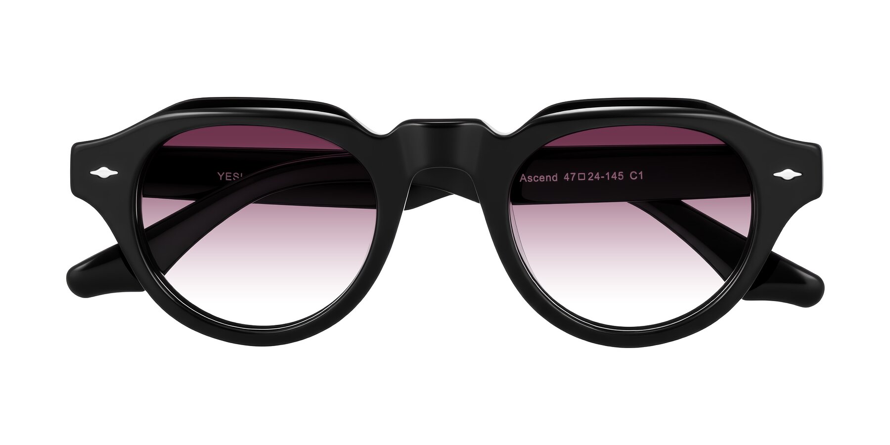 Folded Front of Ascend in Black with Wine Gradient Lenses