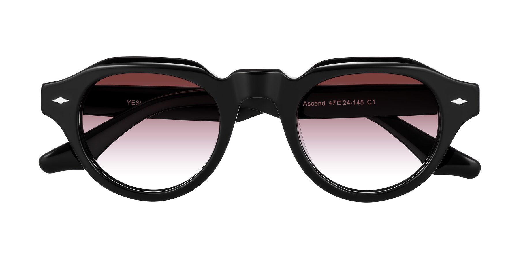 Folded Front of Ascend in Black with Garnet Gradient Lenses