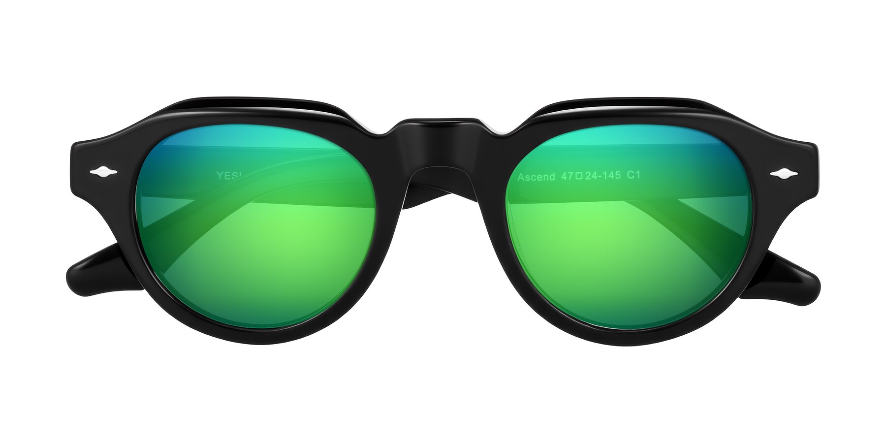 Folded Front of Ascend in Black with Green Mirrored Lenses