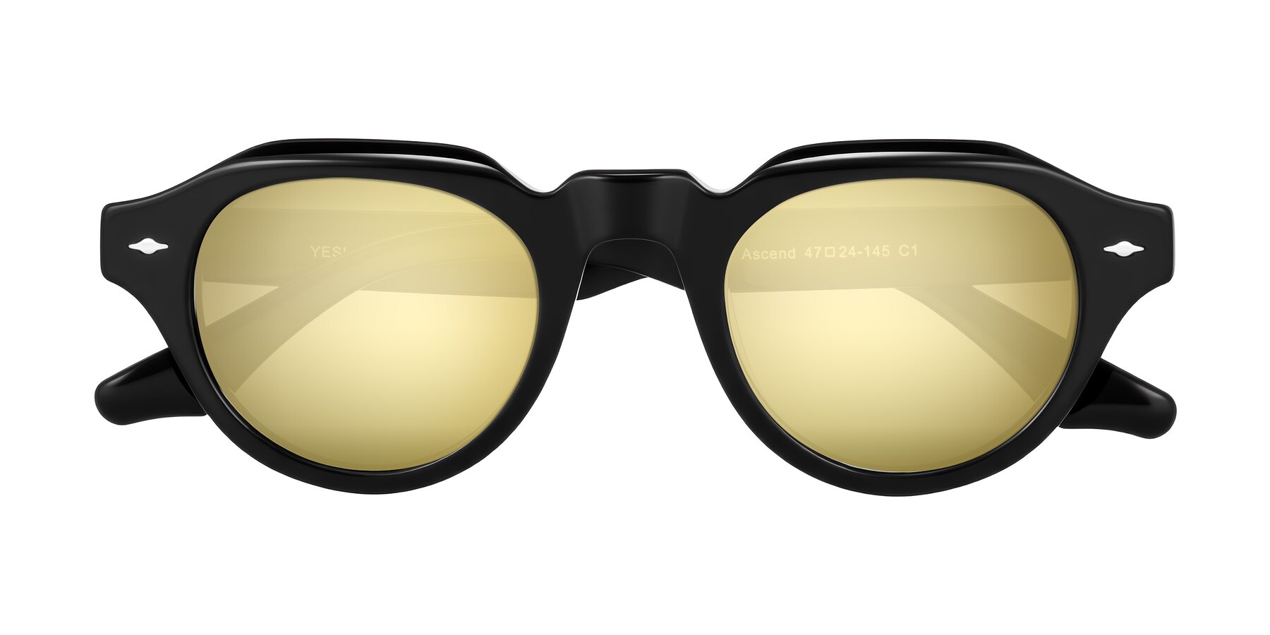 Folded Front of Ascend in Black with Gold Mirrored Lenses