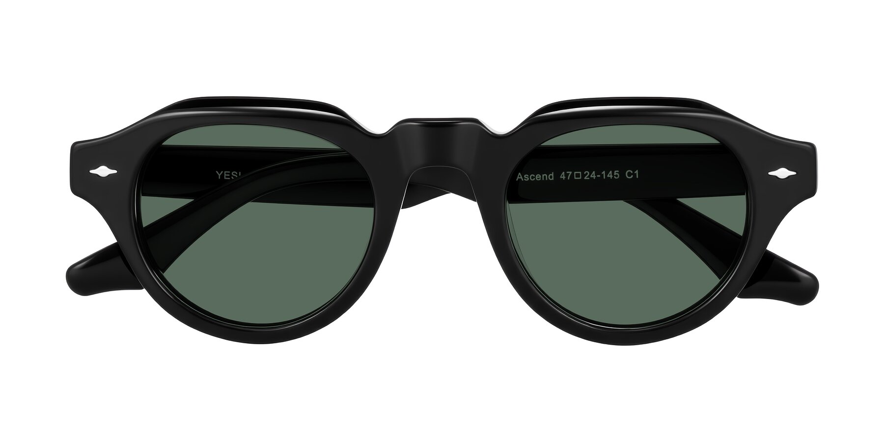 Folded Front of Ascend in Black with Green Polarized Lenses