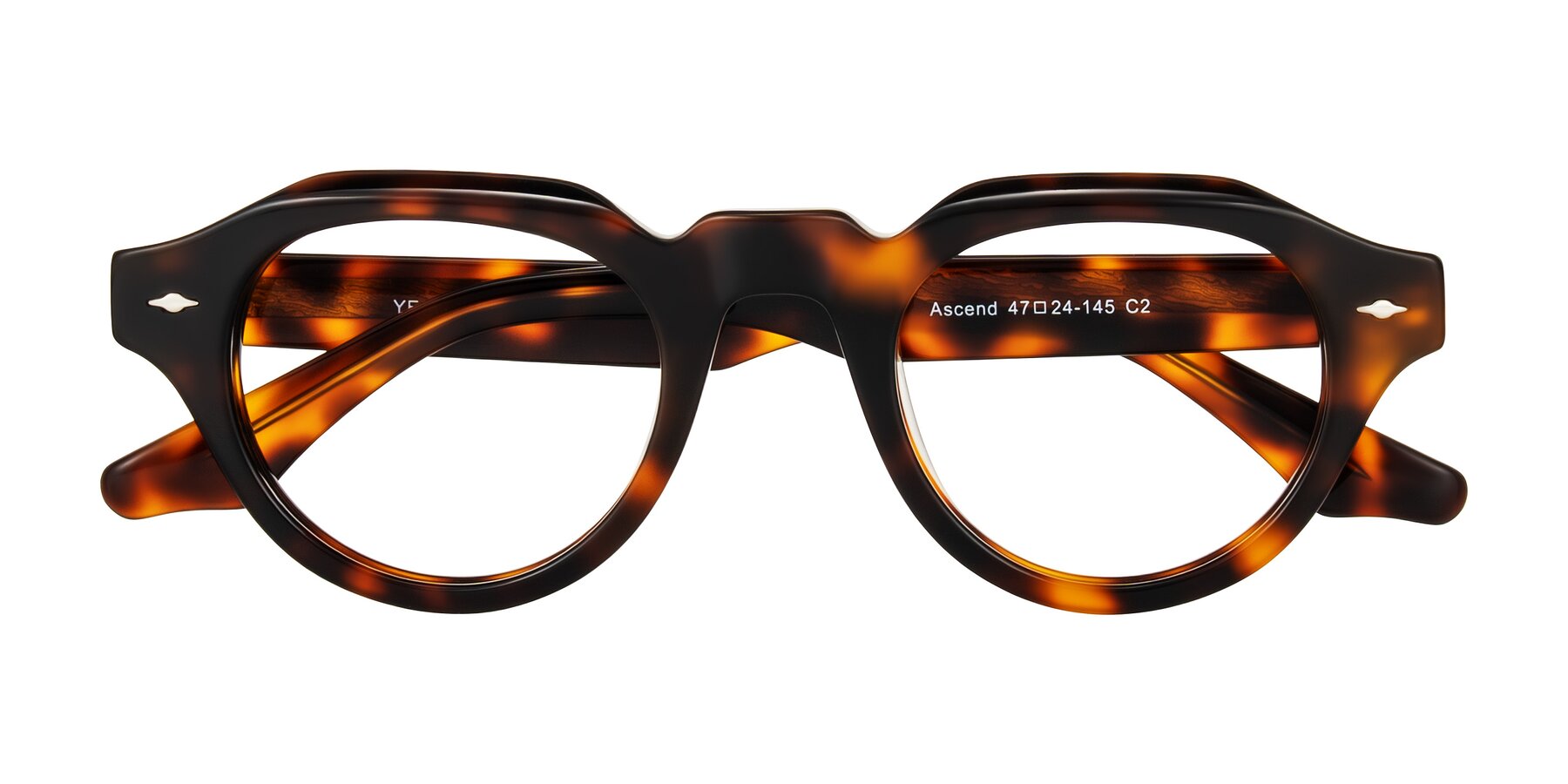 Folded Front of Ascend in Tortoise with Clear Eyeglass Lenses