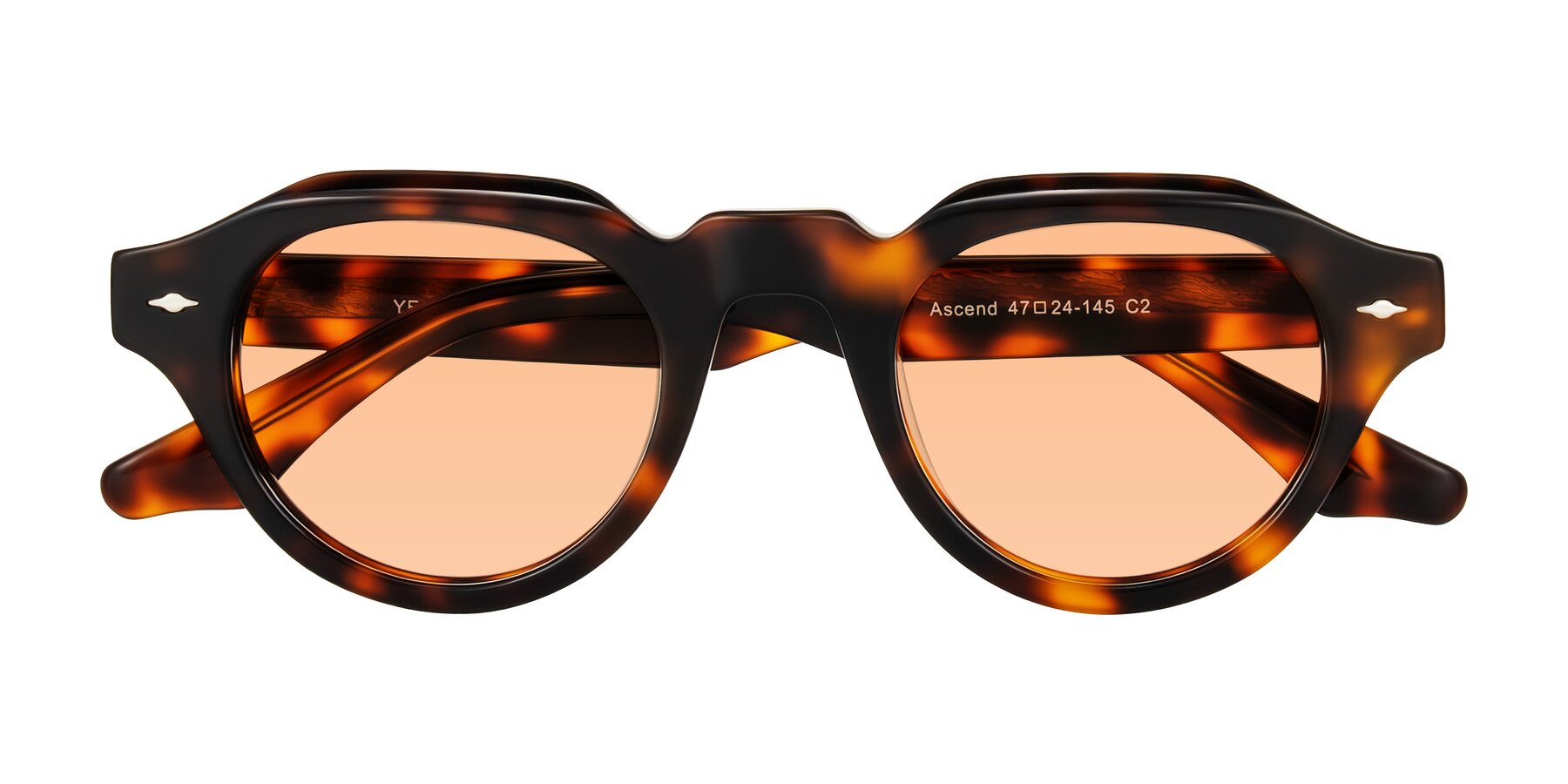 Folded Front of Ascend in Tortoise with Light Orange Tinted Lenses