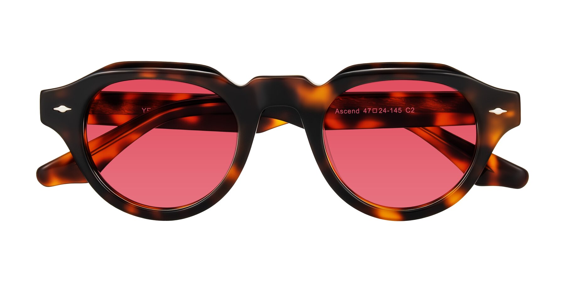 Folded Front of Ascend in Tortoise with Red Tinted Lenses