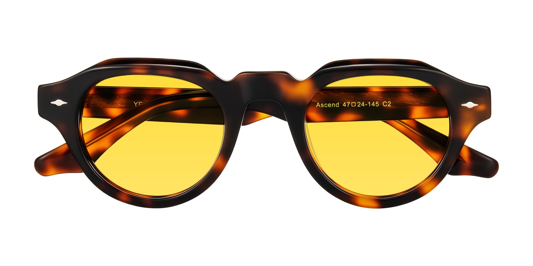Folded Front of Ascend in Tortoise with Yellow Tinted Lenses
