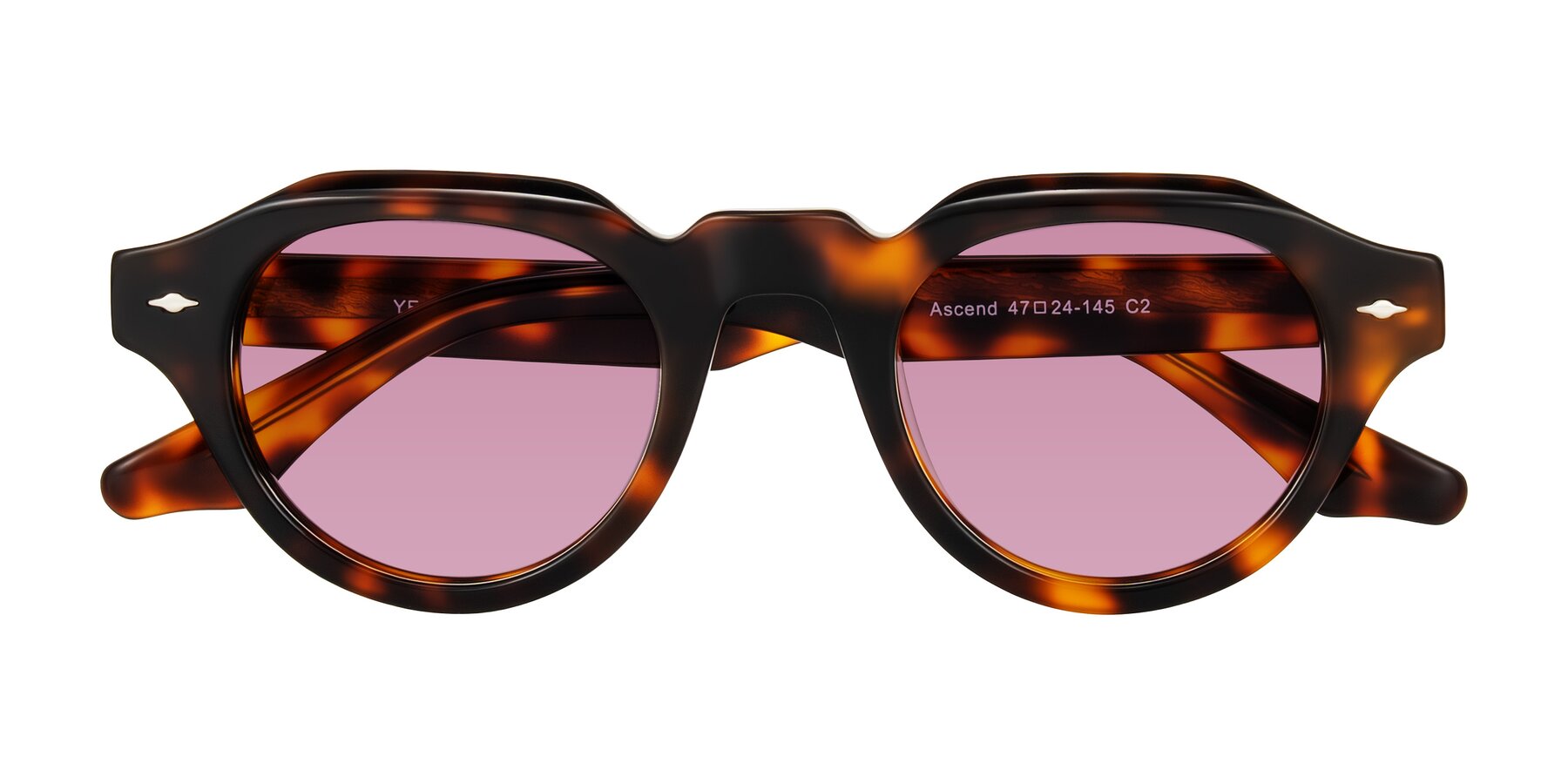 Folded Front of Ascend in Tortoise with Medium Wine Tinted Lenses