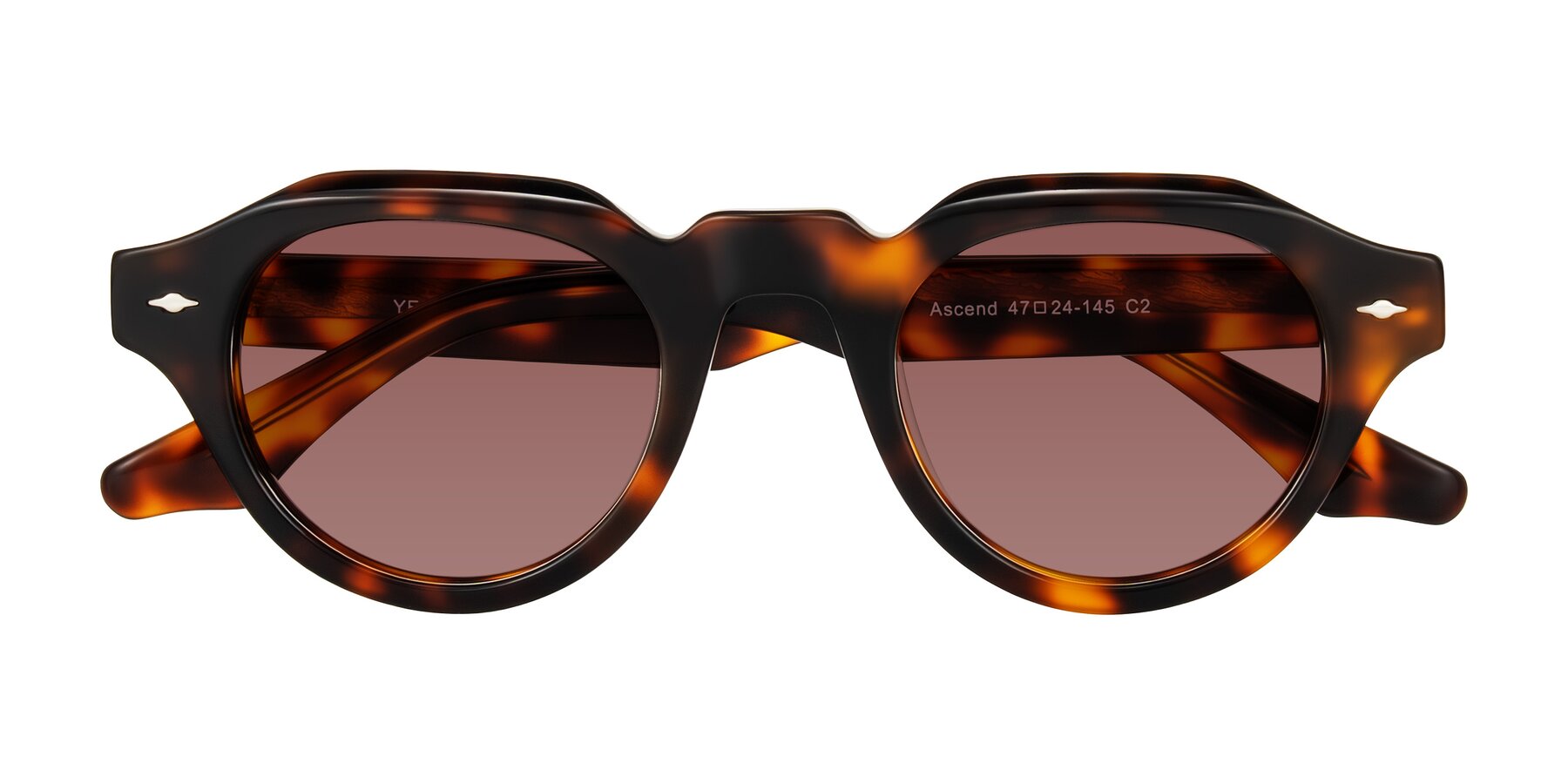 Folded Front of Ascend in Tortoise with Garnet Tinted Lenses