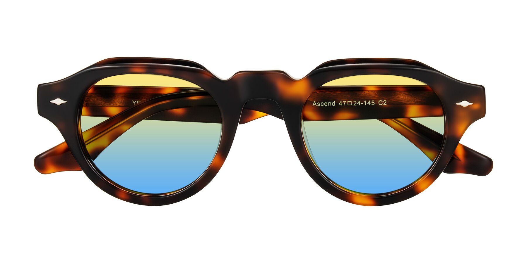 Folded Front of Ascend in Tortoise with Yellow / Blue Gradient Lenses
