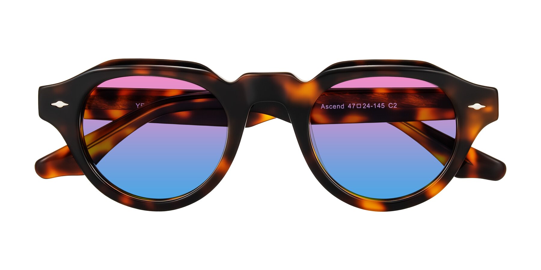 Folded Front of Ascend in Tortoise with Pink / Blue Gradient Lenses