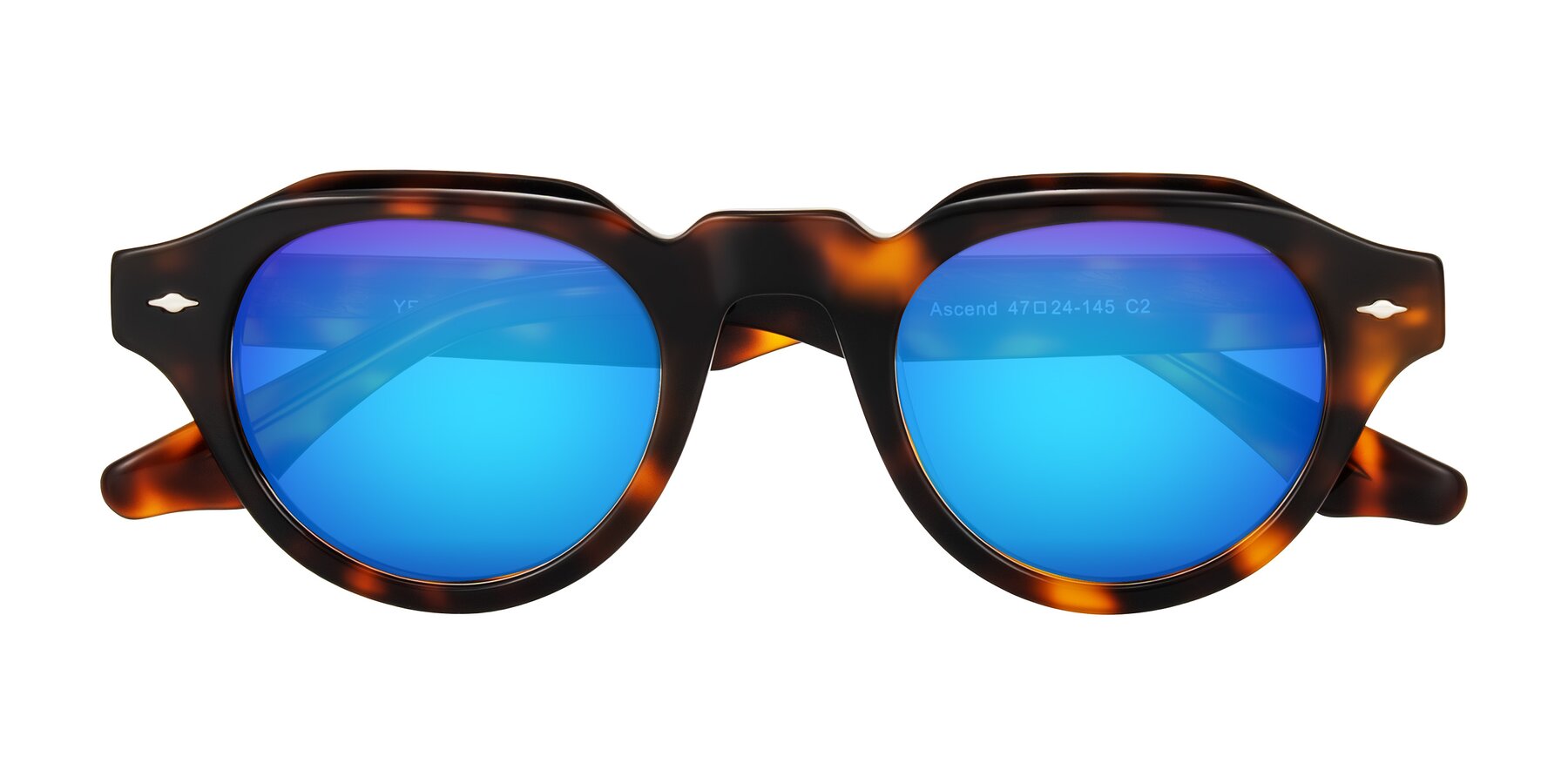 Folded Front of Ascend in Tortoise with Blue Mirrored Lenses