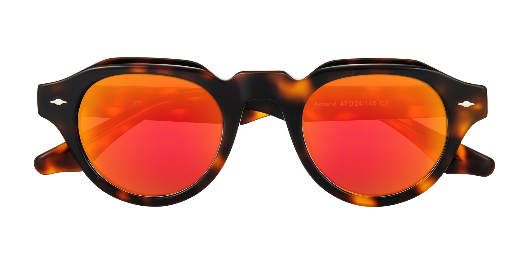 Folded Front of Ascend in Tortoise with Red Gold Mirrored Lenses