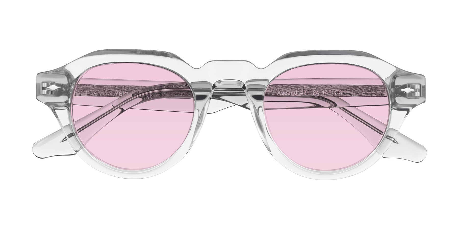 Folded Front of Ascend in Transparent Gray with Light Pink Tinted Lenses