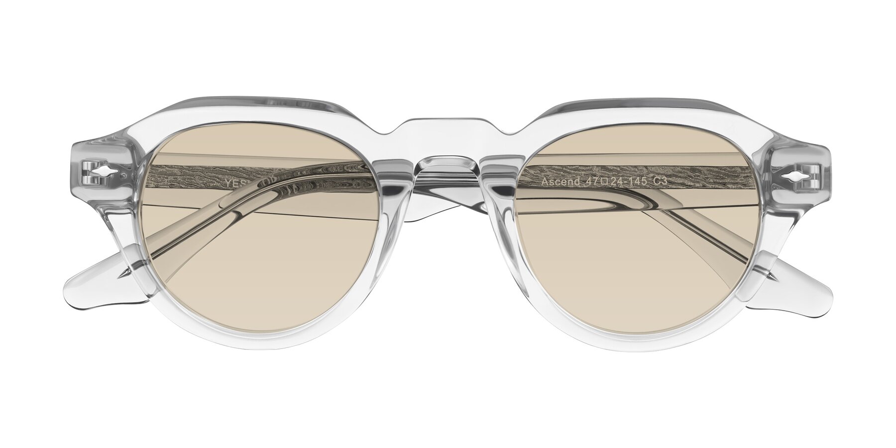 Folded Front of Ascend in Transparent Gray with Light Brown Tinted Lenses