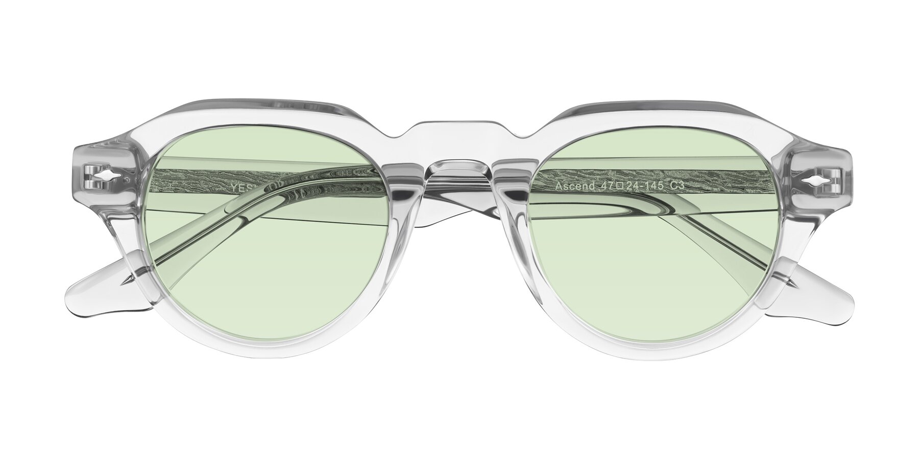 Folded Front of Ascend in Transparent Gray with Light Green Tinted Lenses