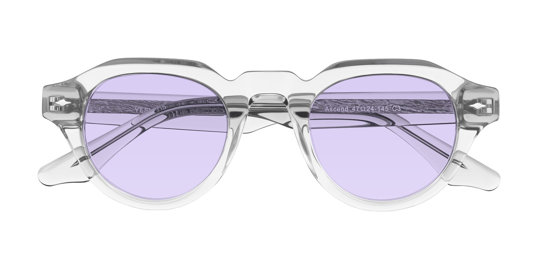 Folded Front of Ascend in Transparent Gray with Light Purple Tinted Lenses