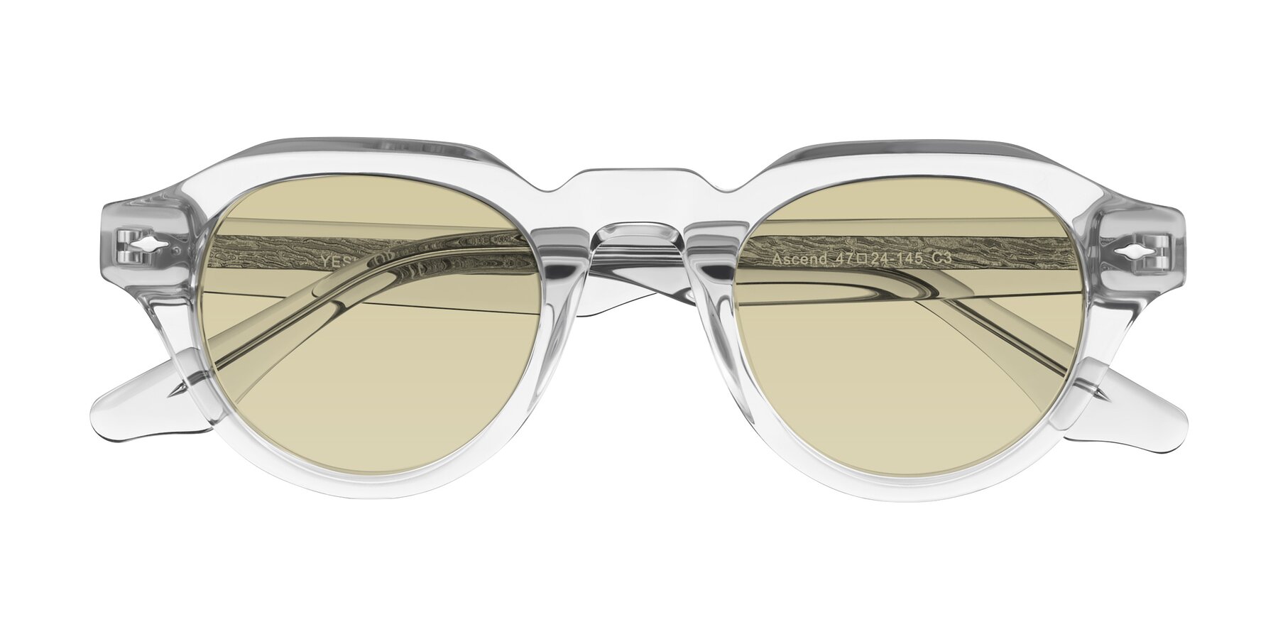 Folded Front of Ascend in Transparent Gray with Light Champagne Tinted Lenses